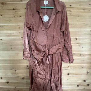 Pink Wrap Tie Dress Just